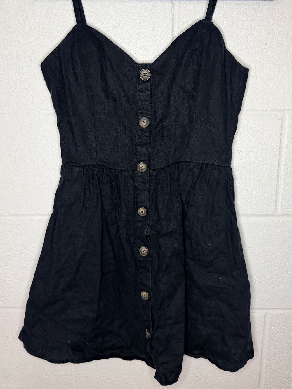Reformation Velma Black Dress 100% Linen Size 6 - Picture 3 of 9